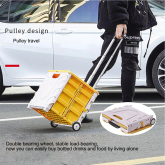 B Foldable Rolling Pull Cart with Telescopic Handle Collapsible Storage Crate opbergmanden organizador armario Collapsible 114