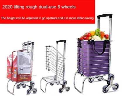 B-LIFE Lichtgewicht Winkelwagentje Met Herbruikbare Verwisselbare Boodschappentas Compact Staande Vouw Zware Trap Klimmen Wielen Rood