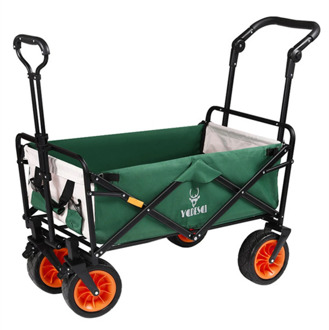 B-LIFE Picnic Camping Cart Folding Garden Outdoor Park Utility Wagon Fat Wheel Bearing Brake Grocery Canvas Bag Wide All Road
