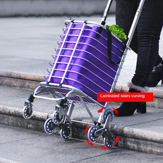 B-LIFE Portable Stair Climbing Shopping Cart 8-Wheel Collapsible Utility Foldable Rolling Crate Universal Hand Truck