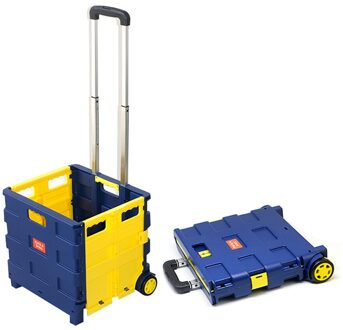 B-LIFE Quik Winkelwagen Twee Wielen Inklapbare Handkar Vouwen Winkelwagen Rolling Utility Met Seat Heavy Duty Lichtgewicht Blauw