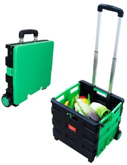 B-LIFE Quik Winkelwagen Twee Wielen Inklapbare Handkar Vouwen Winkelwagen Rolling Utility Met Seat Heavy Duty Lichtgewicht groen