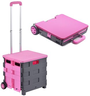 B-LIFE Quik Winkelwagen Twee Wielen Inklapbare Handkar Vouwen Winkelwagen Rolling Utility Met Seat Heavy Duty Lichtgewicht Paars