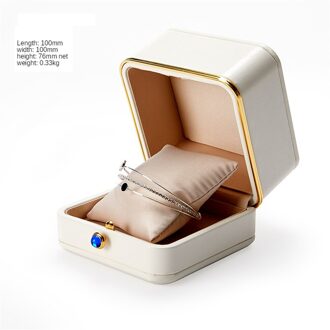 B-LIFE Sieraden Doos Voor Vrouwen Meisjes Ketting Ring Oorbellen Organizer Wit Lederen Graan Oorbellen Ring Box Case Huwelijkscadeau earring doos