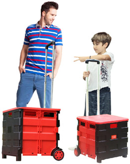 B-LIFE Smart Wheel Supermarket Small Bag Shopping Trolley Cart Folding Car Trunk Debris Rolling Storage Box