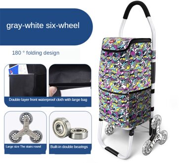 B-LIFE Verbeterde Winkelen Trolley 2in1 Opvouwbare Winkelwagen Hand Truck Super Laden 50Kg Arbeidsbesparende Voor Trap Klimmen Q 6
