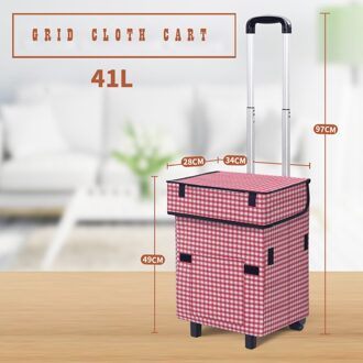 B-LIFE Winkelwagentjes Super Laden Kruidenier Opvouwbare Groenten Zak Met Extra Grote Wasmand Utility Winkelwagen Bonus Verstelbare Rood