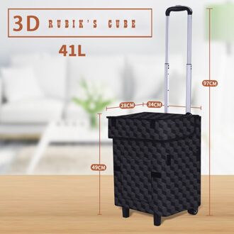 B-LIFE Winkelwagentjes Super Laden Kruidenier Opvouwbare Groenten Zak Met Extra Grote Wasmand Utility Winkelwagen Bonus Verstelbare wit