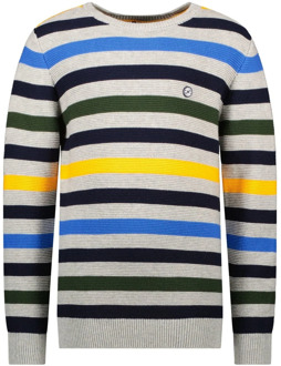 B.Nosy Jongens gebreide sweater multi color stripe melee Grijs - 164