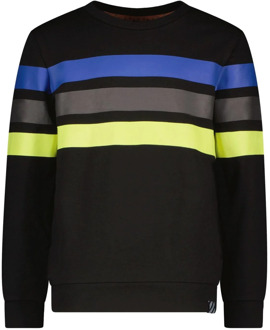 B.Nosy Jongens sweater met 3 horizontale gekleurde strepen Zwart - 104
