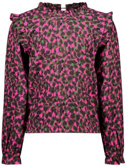 B.Nosy Meisjes blouse stippen roze - Ave - Awesome AOP - Maat 110
