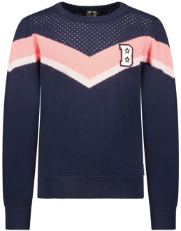 B.Nosy Meisjes fijn gebreide sweater met ajour details Blauw - 164