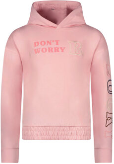 B.Nosy Meisjes hoodie met geborduurd b.lucky coral blush Roze - 110