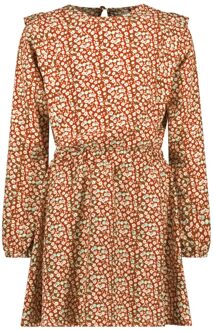 B.Nosy Meisjes jurk bloemenprint bruin - Bibi - Floral beyond AOP - Maat 140