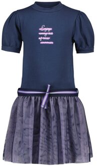 B.Nosy Meisjes jurk mesh - Victoria - Navy blauw - Maat 104