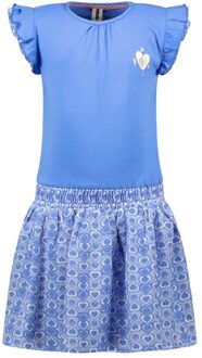 B.Nosy Meisjes jurk - Pelin - Soft blauw - Maat 134