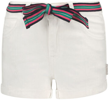 B.Nosy Meisjes korte jeans met fancy riem cotton Ecru - 104