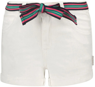 B.Nosy Meisjes korte jeans met fancy riem cotton Ecru - 110