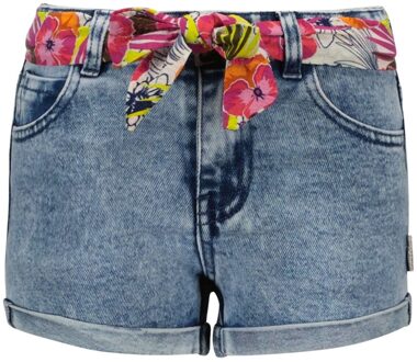 B.Nosy Meisjes korte jeans met fancy riem limit denim - 98