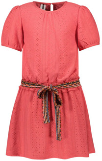 B.Nosy Meisjes korte mouwen jurk bloem hot coral Roze - 152