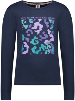 B.Nosy Meisjes shirt met leopard print Blauw - 128