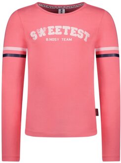 B.Nosy Meisjes shirt sweetest met strepen op de mouwen berry rose Roze - 116