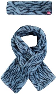 B.Nosy Meisjes sjaal en muts fur - Blauw tijger - Maat 98/122