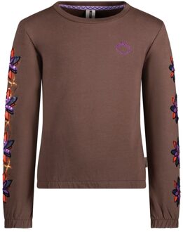 B.Nosy Meisjes sweater bruin - Gwen - Walnoot - Maat 104