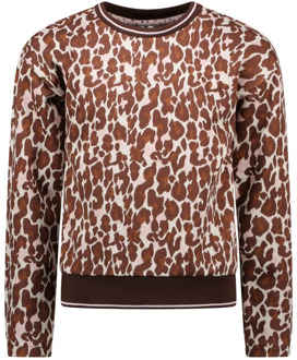 B.Nosy Meisjes sweater jacquard lucky leopard Bruin - 104