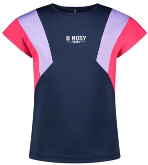 B.Nosy Meisjes t-shirt gekleurde mouwen b.active sporty navy Blauw - 116