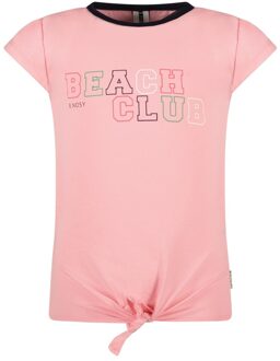 B.Nosy Meisjes t-shirt met knoop - Punch roze - Maat 122/128