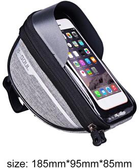 B-SOUL Bike Fietsstuur Telefoon Bag Fietsen Voor Tube Touchscreen Fietstas Waterdicht Telefoon Houder Voor Outdoor Riding grijs