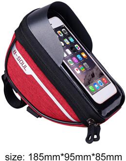 B-SOUL Bike Fietsstuur Telefoon Bag Fietsen Voor Tube Touchscreen Fietstas Waterdicht Telefoon Houder Voor Outdoor Riding rood