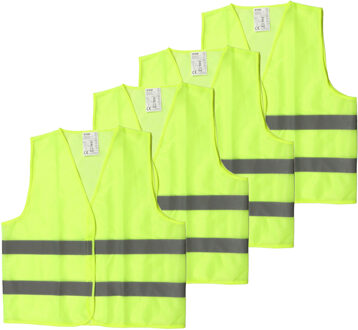B-Tech Veiligheidshesje - 4x - Geel - one size?- met Reflectie - Veiligheidsvest - Reflectievest - Veilighe