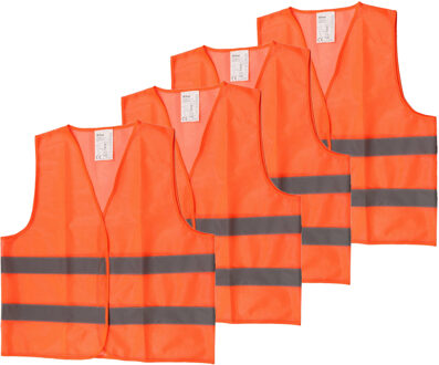 B-Tech Veiligheidshesje - 4x - Oranje - one size?- met Reflectie - Veiligheidsvest - Reflectievest - Veilig
