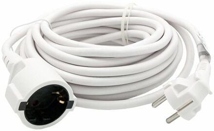 B-Tech Verlengsnoer/verlengkabel - voor ronde stekkers - wit - 1000 cm - Elektra kabels