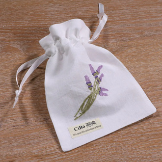 B002 : white ramie/cotton drawstring embroidery gift bags, 5x7 inches sachet bags, travel pouch, linen bag