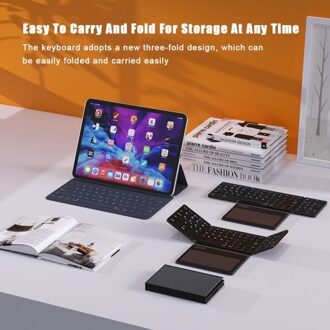 B055 Ultra Thin Wireless keyboard Four fold with large touchpad BT keyboard Tablet Silent mini keyboard