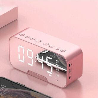 B126 Bluetooth 5.0 Speaker Wekker Nachtlampje Meerdere Speelmodi Led Display 360 ° Surround Stereo Geluid 1800Mah batterij Roze