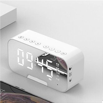 B126 Bluetooth 5.0 Speaker Wekker Nachtlampje Meerdere Speelmodi Led Display 360 ° Surround Stereo Geluid 1800Mah batterij wit
