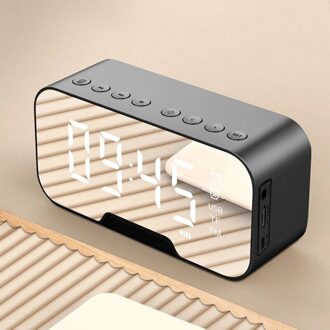 B126 Bluetooth 5.0 Speaker Wekker Nachtlampje Meerdere Speelmodi Led Display 360 ° Surround Stereo Geluid 1800Mah batterij zwart