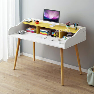B2658 120Cm Economische En Creatieve Houten Eenvoudige Bureau Dubbellaags Student Schrijven Laptop Bureau Slaapkamer Moderne Computer Bureau wit