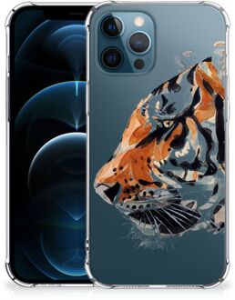 B2Ctelecom Anti Shock Bumper Case iPhone 12 | 12 Pro Smartphone hoesje met doorzichtige rand Tiger