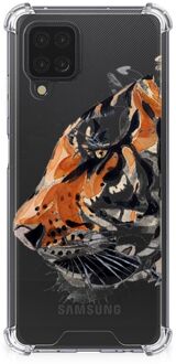 B2Ctelecom Anti Shock Bumper Case Samsung Galaxy A12 Smartphone hoesje met doorzichtige rand Tiger