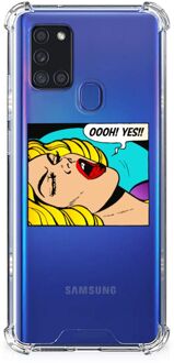 B2Ctelecom Anti Shock Bumper Case Samsung Galaxy A21s Smartphone hoesje met doorzichtige rand Popart Oh Yes