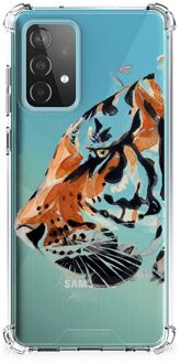 B2Ctelecom Anti Shock Bumper Case Samsung Galaxy A52 4G/5G Smartphone hoesje met doorzichtige rand Tiger