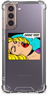 B2Ctelecom Anti Shock Bumper Case Samsung Galaxy S21 Plus Smartphone hoesje met doorzichtige rand Popart Oh Yes