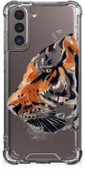 B2Ctelecom Anti Shock Bumper Case Samsung Galaxy S21 Smartphone hoesje met doorzichtige rand Tiger