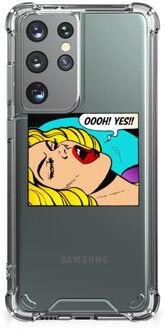 B2Ctelecom Anti Shock Bumper Case Samsung Galaxy S21 Ultra Smartphone hoesje met doorzichtige rand Popart Oh Yes