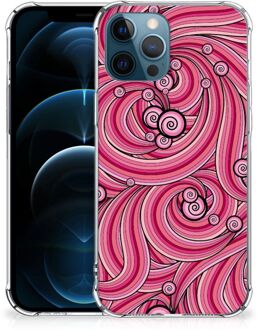 B2Ctelecom Anti Shock Case iPhone 12 | 12 Pro Telefoonhoesje  met doorzichtige rand Swirl Pink